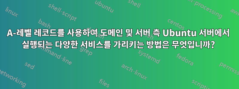 A-레벨 레코드를 사용하여 도메인 및 서버 측 Ubuntu 서버에서 실행되는 다양한 서비스를 가리키는 방법은 무엇입니까?