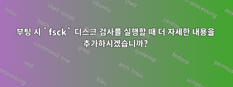 부팅 시 `fsck` 디스크 검사를 실행할 때 더 자세한 내용을 추가하시겠습니까?