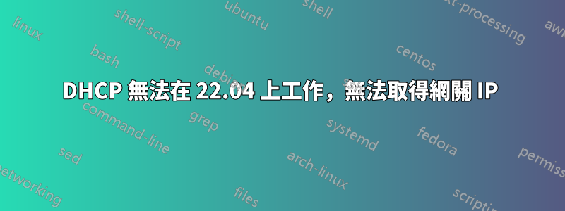 DHCP 無法在 22.04 上工作,無法取得網關 IP