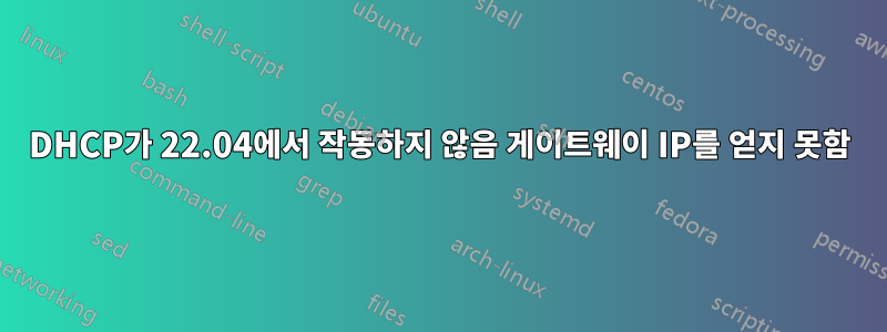 DHCP가 22.04에서 작동하지 않음 게이트웨이 IP를 얻지 못함