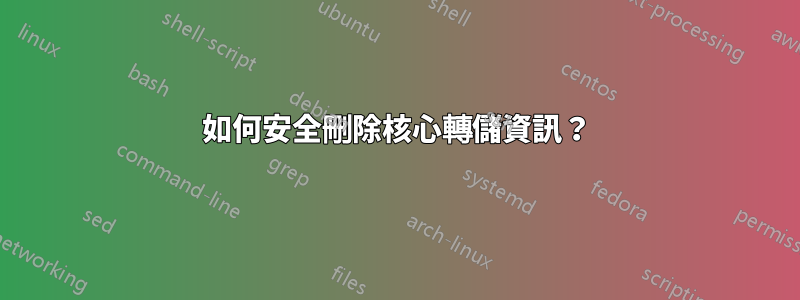 如何安全刪除核心轉儲資訊？