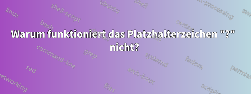 Warum funktioniert das Platzhalterzeichen "?" nicht?