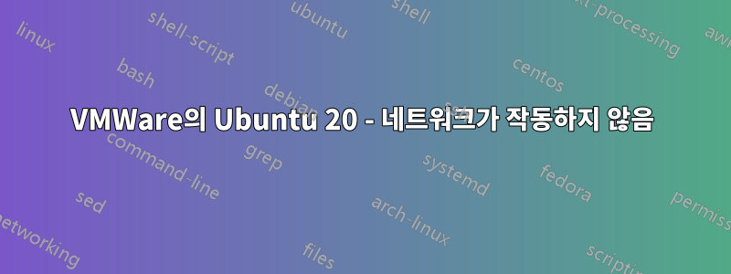 VMWare의 Ubuntu 20 - 네트워크가 작동하지 않음