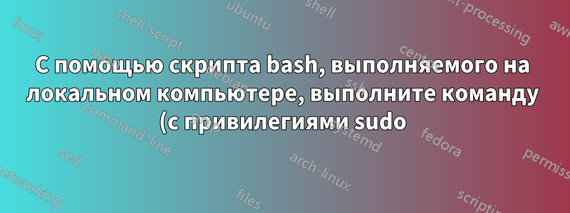 С помощью скрипта bash, выполняемого на локальном компьютере, выполните команду (с привилегиями sudo) на удаленном сервере.