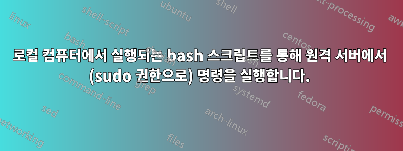 로컬 컴퓨터에서 실행되는 bash 스크립트를 통해 원격 서버에서 (sudo 권한으로) 명령을 실행합니다.