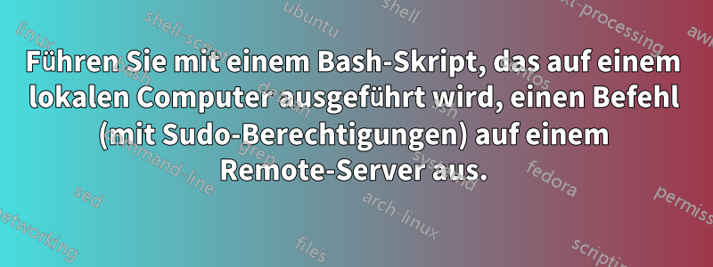 Führen Sie mit einem Bash-Skript, das auf einem lokalen Computer ausgeführt wird, einen Befehl (mit Sudo-Berechtigungen) auf einem Remote-Server aus.
