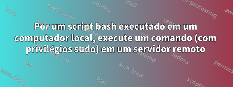 Por um script bash executado em um computador local, execute um comando (com privilégios sudo) em um servidor remoto