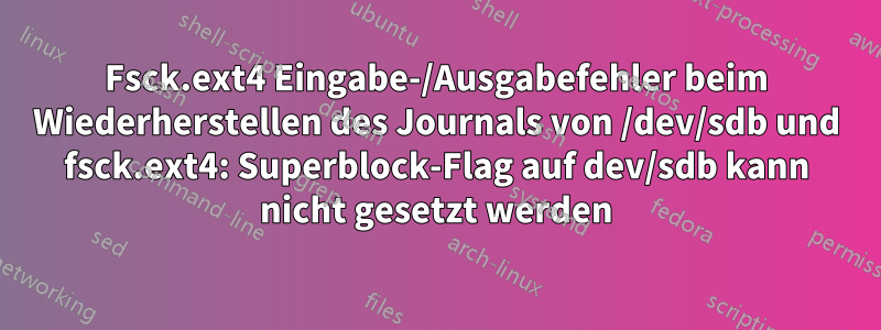 Fsck.ext4 Eingabe-/Ausgabefehler beim Wiederherstellen des Journals von /dev/sdb und fsck.ext4: Superblock-Flag auf dev/sdb kann nicht gesetzt werden
