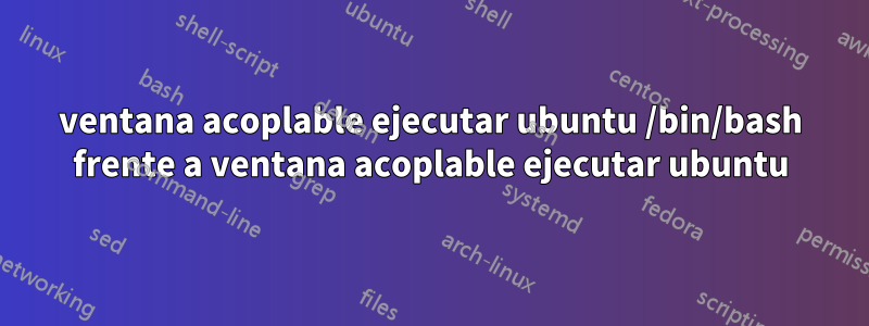 ventana acoplable ejecutar ubuntu /bin/bash frente a ventana acoplable ejecutar ubuntu
