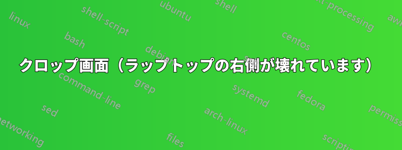 クロップ画面（ラップトップの右側が壊れています）