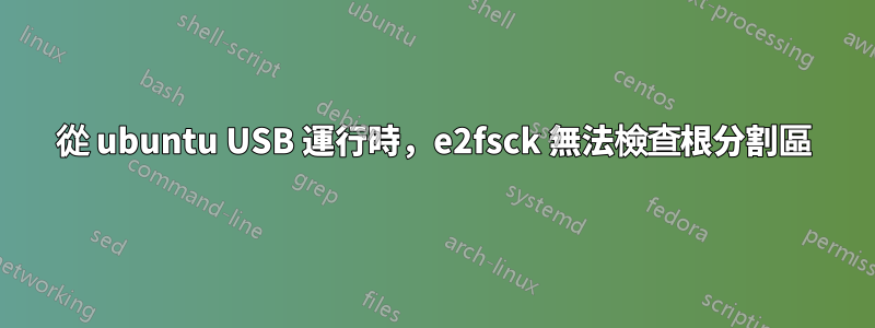從 ubuntu USB 運行時，e2fsck 無法檢查根分割區