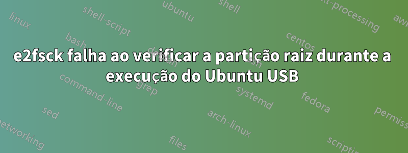 e2fsck falha ao verificar a partição raiz durante a execução do Ubuntu USB
