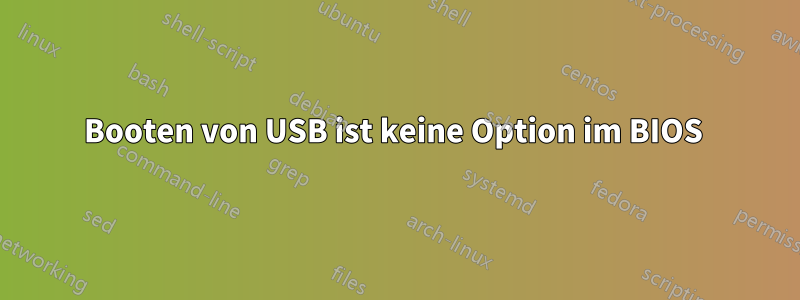 Booten von USB ist keine Option im BIOS 