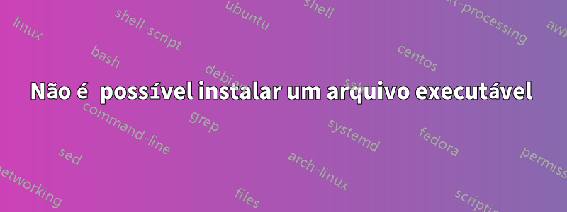 Não é possível instalar um arquivo executável