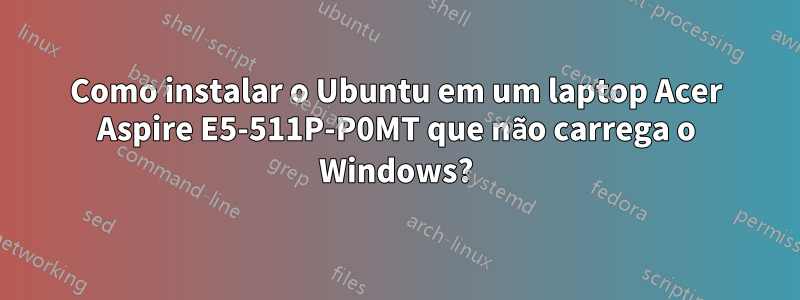 Como instalar o Ubuntu em um laptop Acer Aspire E5-511P-P0MT que não carrega o Windows?