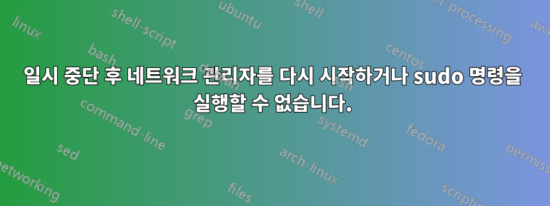 일시 중단 후 네트워크 관리자를 다시 시작하거나 sudo 명령을 실행할 수 없습니다.