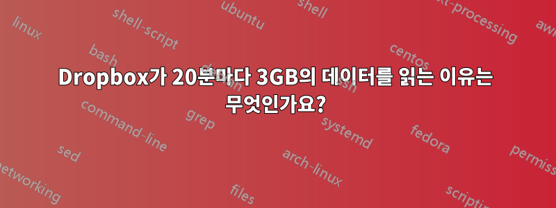 Dropbox가 20분마다 3GB의 데이터를 읽는 이유는 무엇인가요?