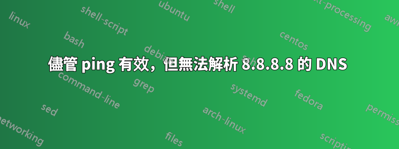 儘管 ping 有效，但無法解析 8.8.8.8 的 DNS