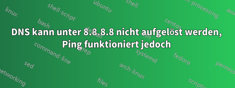 DNS kann unter 8.8.8.8 nicht aufgelöst werden, Ping funktioniert jedoch