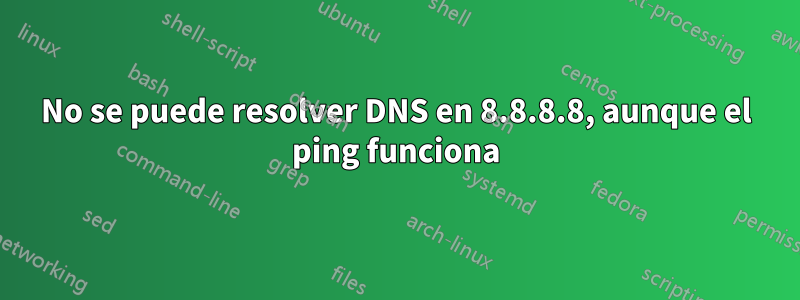 No se puede resolver DNS en 8.8.8.8, aunque el ping funciona