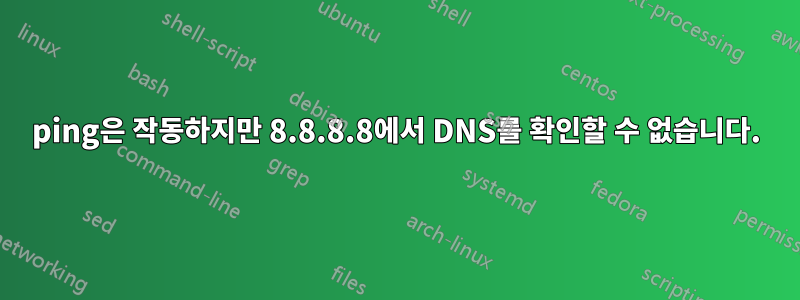 ping은 작동하지만 8.8.8.8에서 DNS를 확인할 수 없습니다.