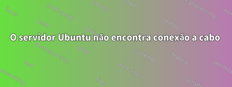 O servidor Ubuntu não encontra conexão a cabo