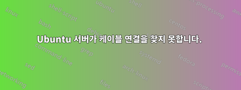 Ubuntu 서버가 케이블 연결을 찾지 못합니다.