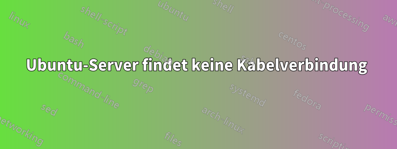 Ubuntu-Server findet keine Kabelverbindung