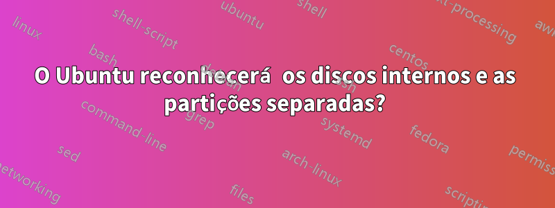 O Ubuntu reconhecerá os discos internos e as partições separadas?