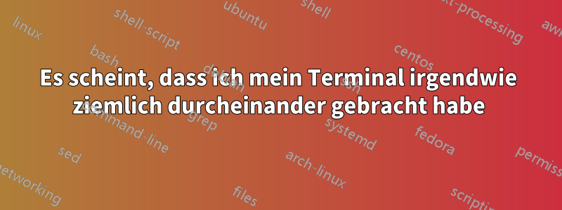 Es scheint, dass ich mein Terminal irgendwie ziemlich durcheinander gebracht habe