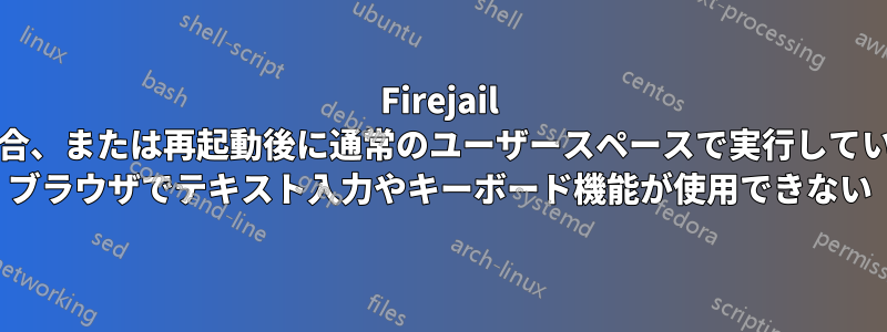 Firejail で実行している場合、または再起動後に通常のユーザースペースで実行している場合、Firefox ブラウザでテキスト入力やキーボード機能が使用できない