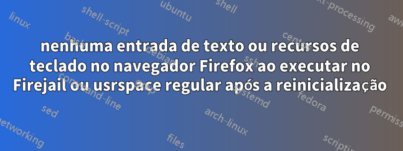 nenhuma entrada de texto ou recursos de teclado no navegador Firefox ao executar no Firejail ou usrspace regular após a reinicialização