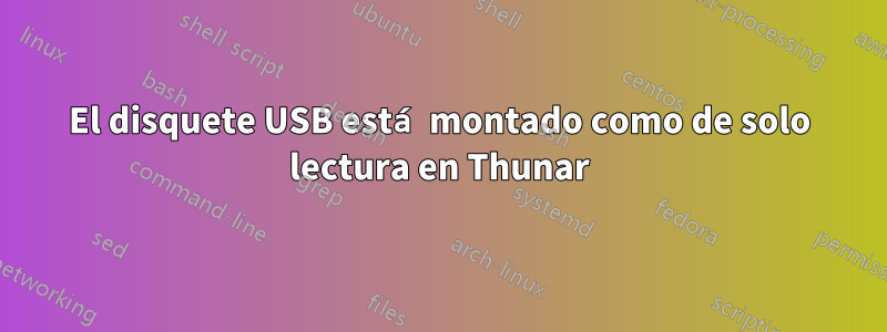 El disquete USB está montado como de solo lectura en Thunar