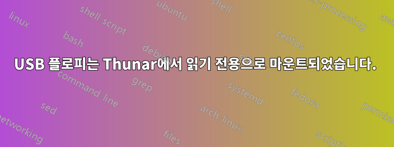 USB 플로피는 Thunar에서 읽기 전용으로 마운트되었습니다.