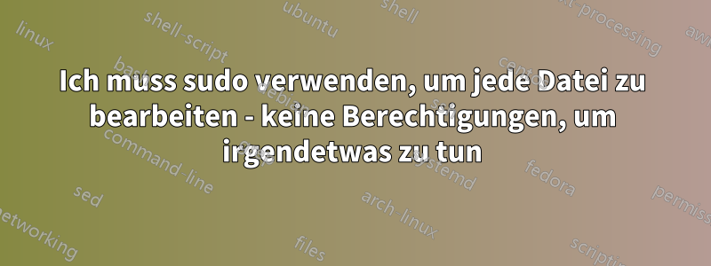 Ich muss sudo verwenden, um jede Datei zu bearbeiten - keine Berechtigungen, um irgendetwas zu tun