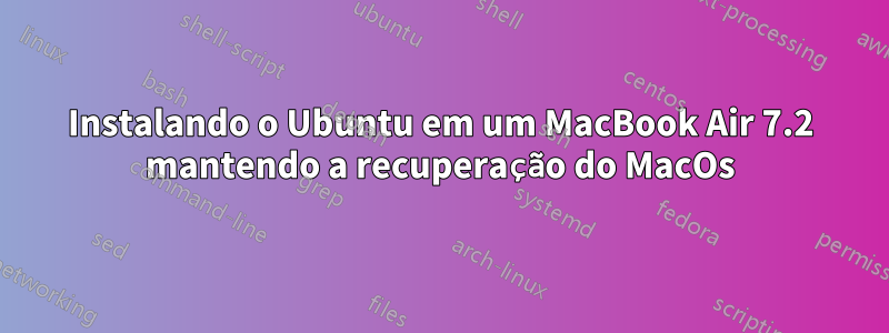 Instalando o Ubuntu em um MacBook Air 7.2 mantendo a recuperação do MacOs