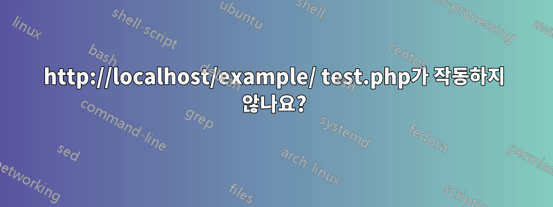 http://localhost/example/ test.php가 작동하지 않나요?