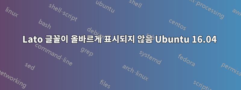 Lato 글꼴이 올바르게 표시되지 않음 Ubuntu 16.04