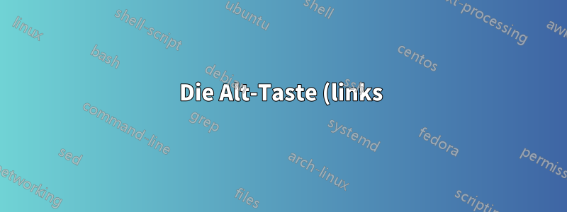 Die Alt-Taste (links) fungiert nicht als Leertaste, die Feststelltaste jedoch schon? (mit „xkb“)