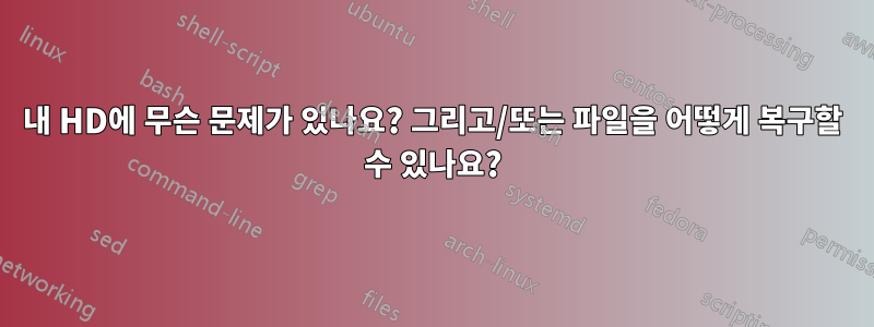 내 HD에 무슨 문제가 있나요? 그리고/또는 파일을 어떻게 복구할 수 있나요?