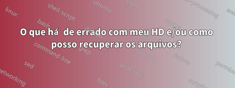 O que há de errado com meu HD e/ou como posso recuperar os arquivos?