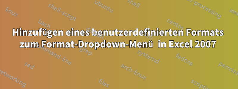 Hinzufügen eines benutzerdefinierten Formats zum Format-Dropdown-Menü in Excel 2007