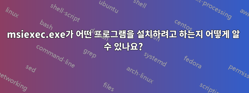 msiexec.exe가 어떤 프로그램을 설치하려고 하는지 어떻게 알 수 있나요?