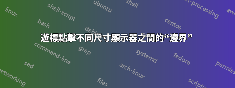 遊標點擊不同尺寸顯示器之間的“邊界”