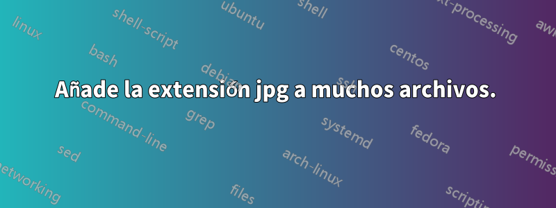 Añade la extensión jpg a muchos archivos.