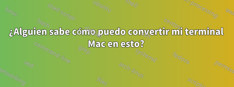 ¿Alguien sabe cómo puedo convertir mi terminal Mac en esto?