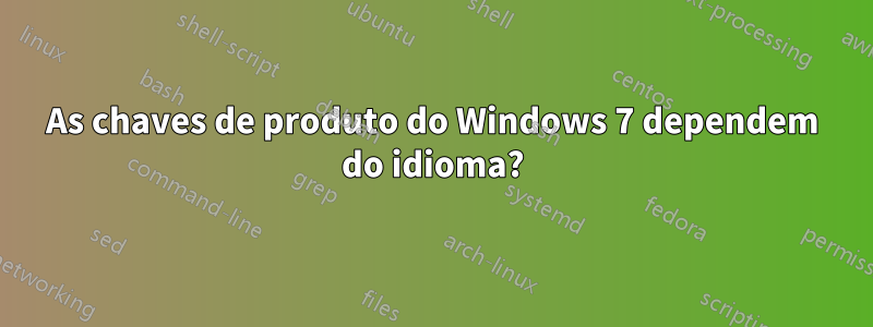 As chaves de produto do Windows 7 dependem do idioma?