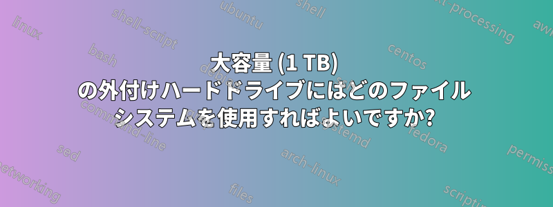 大容量 (1 TB) の外付けハードドライブにはどのファイル システムを使用すればよいですか?