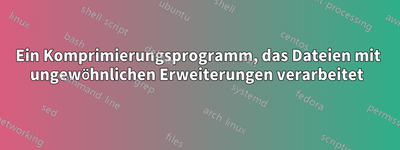 Ein Komprimierungsprogramm, das Dateien mit ungewöhnlichen Erweiterungen verarbeitet 