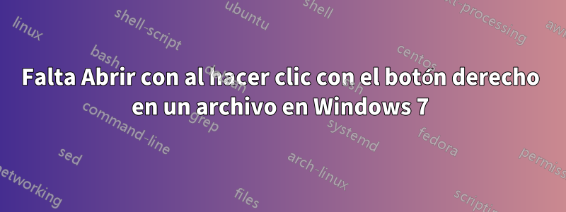 Falta Abrir con al hacer clic con el botón derecho en un archivo en Windows 7